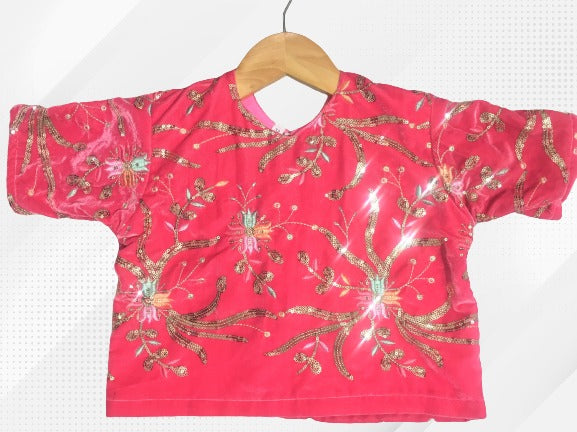 "Beautiful Velvet Sequin-Embroidered Lehenga Choli for Girls"