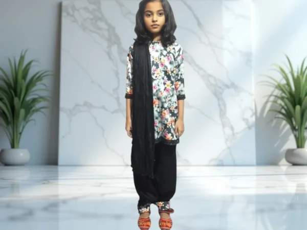 Elegant Midnight Black Kurti with Afghan Salwar