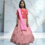 "Stunning Velvet Sequin-Embroidered Lehenga Choli for Girls"