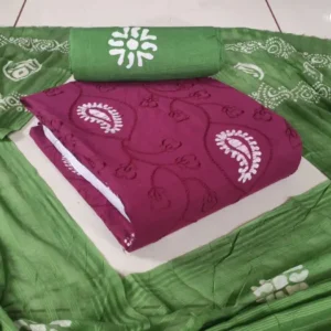 Premium Poplin Cotton Wax Batik fabric with embroidery work and matching dupatta – elegant ethnic wear material