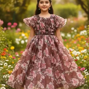Stylish Coffee Brown Kids’ Gown | Party & Wedding Wear