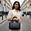 Designer Black Braided Leather Handbag – Stylish Genuine Leather Fashion Bag
