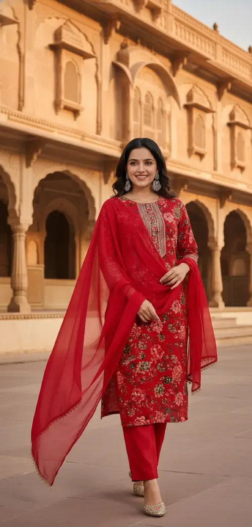 Rani Rayon Kurti with Beautiful Ari Work on Neck and Sleeves